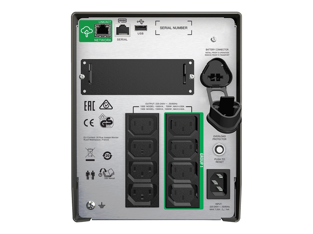 APC SMART UPS (SMT), 1500VA, 230V, LCD, TOWER WITH SMART SLOT - 3YR WTY
