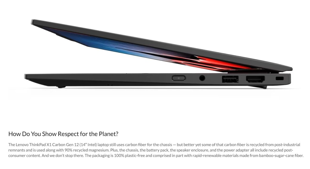 LENOVO X1 CARBON G12 U7-155U, 14" WUXGA TOUCH, 1TB, 32GB, 4G LTE, W11P, 3YR PREM