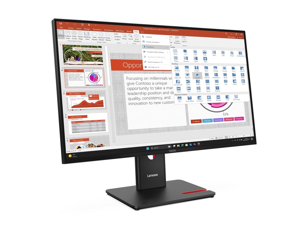 LENOVO T27-40 27" WLED IPS FHD (16:9), HDMI, DP, USB, PIVOT,H/ADJ, 3YR