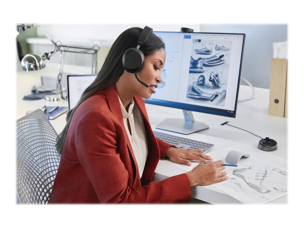 JABRA WIRELESS EVOLVE2 75 UC STEREO BLUETOOTH ANC HEADSET W/CHARGING STAND+LINK 380C BT