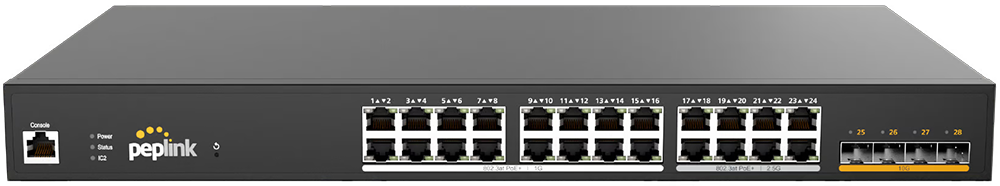 [PLS-24-H2G-410W] Peplink SD Switch 24 (Hybrid 2.5G, 24 x AT, 410W)