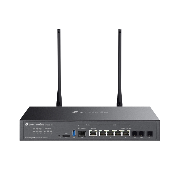 TP-LINK OMADA 4G+ CAT6 GIGABIT RACKMOUNT DSL GATEWAY, DSL/FXS(3), GBE WAN(1)/LAN(4), 5YR