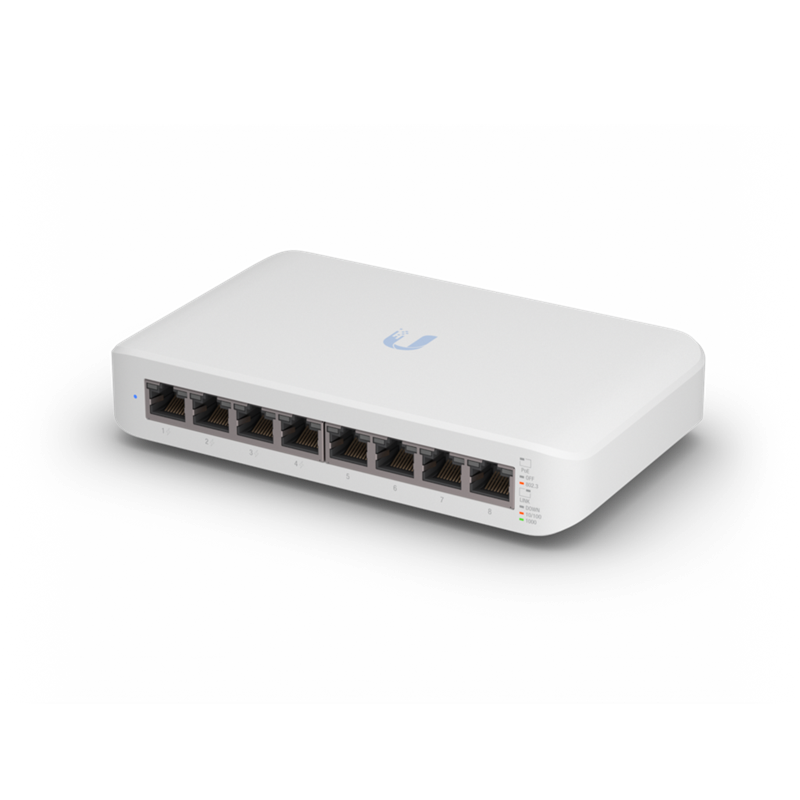 Ubiquiti UniFi Switch USW-Lite-8-POE, 4x PoE Output Ports, 52W PoE Supply, Fanless, Wall Mount Kit Included,