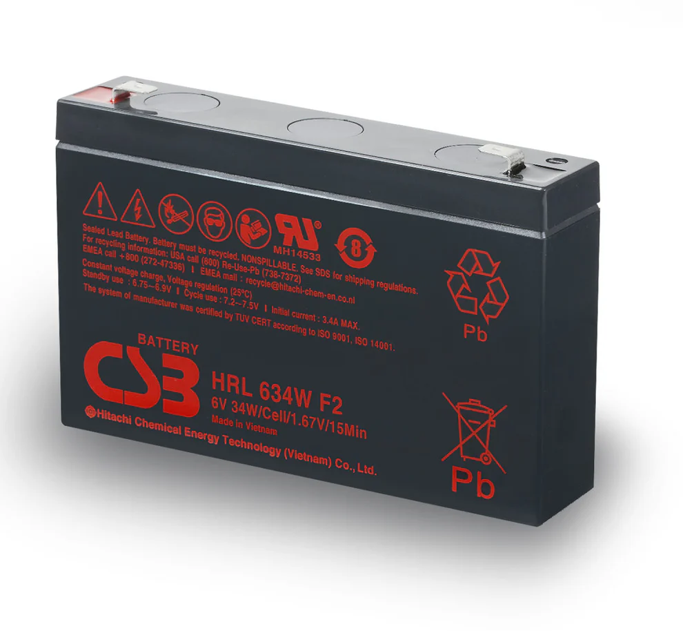 EATON SERVICE BATTERY, HRL634W, 6V, 9AH, TOP TERM, FR, F2, 1YR