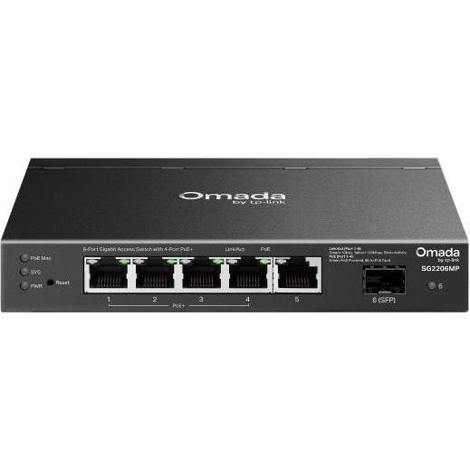 TP-LINK OMADA 6-PORT MANAGED GIGABIT SWITCH, POE+(4), SFP(1), 63W, 5YR