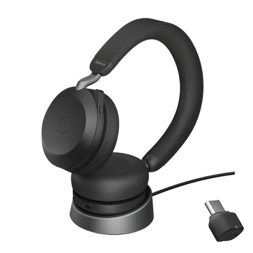 [27599-989-889] Jabra Wireless Evolve2 75 UC Stereo Bluetooth ANC Headset with charging stand+Link 380C BT